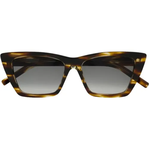 Womens Tortoise Cateye Sunglasses , female, Sizes: 53 MM - Saint Laurent - Modalova