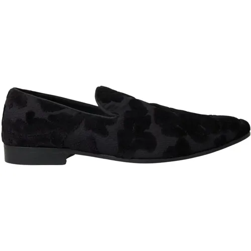 Schwarze Brokat-Loafers , Herren, Größe: 44 1/2 EU - Dolce & Gabbana - Modalova