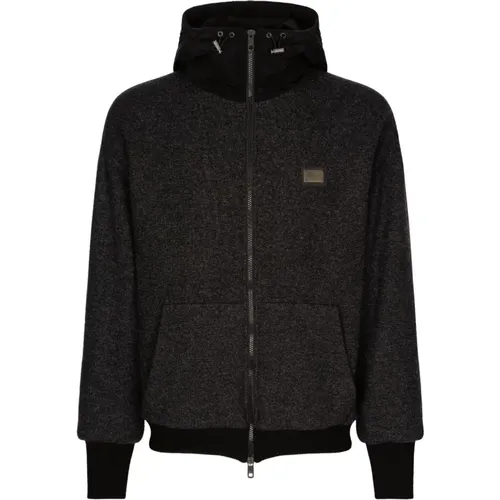 Jackets with Drawstring Hood and Logo Plaque , male, Sizes: M, 2XL, L, S, XL - Dolce & Gabbana - Modalova