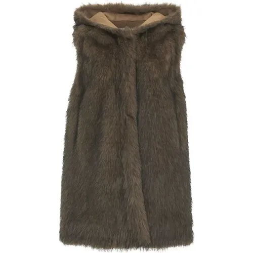 Faux Fur Hooded Vest , Damen, Größe: XS - Bully - Modalova