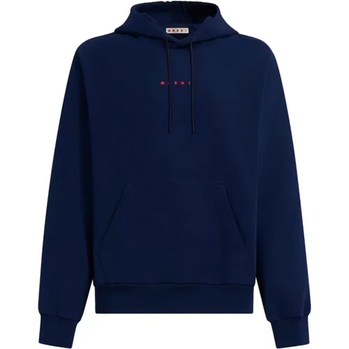 Baumwollkapuzenpullover mit Mini-Print , Herren, Größe: L - Marni - Modalova