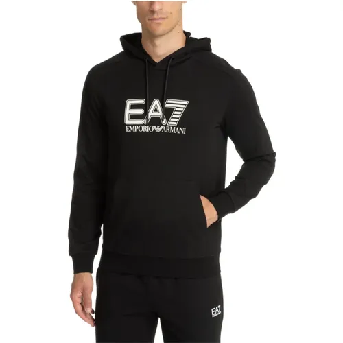 Drawstring Hoodie Logo Patterned Plain , male, Sizes: L, S, XL - Emporio Armani EA7 - Modalova