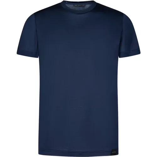 T-Shirts,Blaues Baumwoll-T-Shirt mit Logo - Low Brand - Modalova