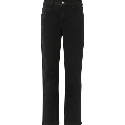 Straight-Leg Baumwollstretch Jeans , Damen, Größe: L - comma - Modalova