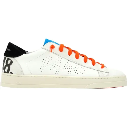 Weiße Sneakers mit Orangenen Details , Herren, Größe: 43 EU - P448 - Modalova