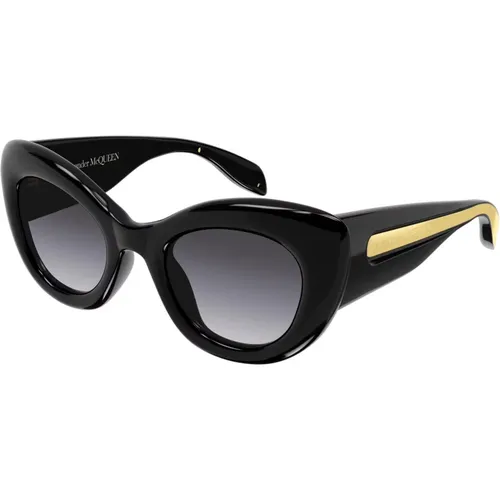Schwarze/Grau getönte Sonnenbrille , Damen, Größe: 52 MM - alexander mcqueen - Modalova