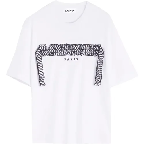 T-shirt with Curb lace , male, Sizes: 2XL, XL, L - Lanvin - Modalova