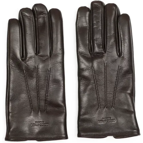 Braune Lederhandschuhe Aw24 Stil , Herren, Größe: M - Giorgio Armani - Modalova