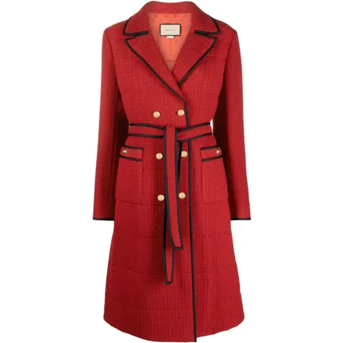 Double-Breasted Wool Coat , female, Sizes: XS, S - Gucci - Modalova