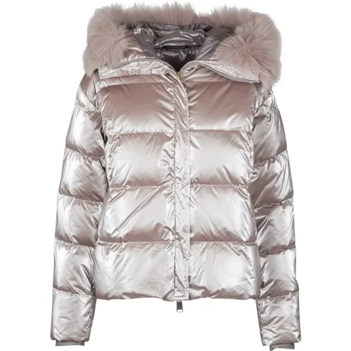 Short Puffer Jacket with Faux Fur Details , female, Sizes: S, M - People of Shibuya - Modalova