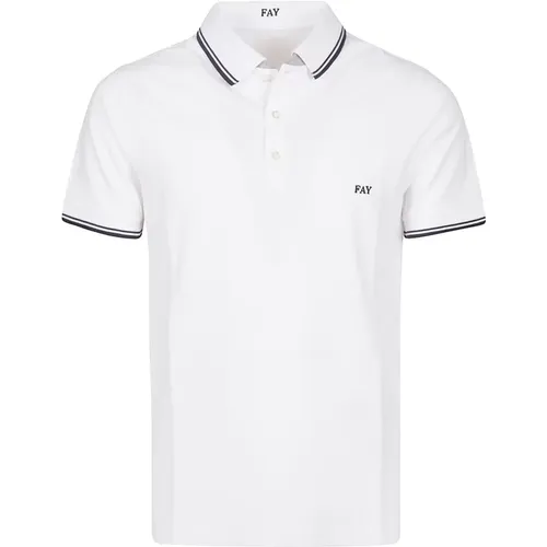 Polo-Shirt mit Doppelkragen Bianco,Polo Shirts - Fay - Modalova