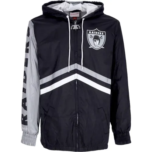 Oakland Raiders Windbreaker Full Zip Schwarz , Herren, Größe: M - Mitchell & Ness - Modalova