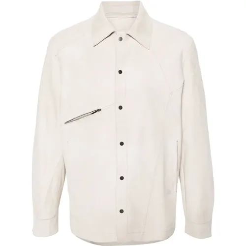 Ivory Suede Shirt Jacket , male, Sizes: M, XL - Salvatore Santoro - Modalova