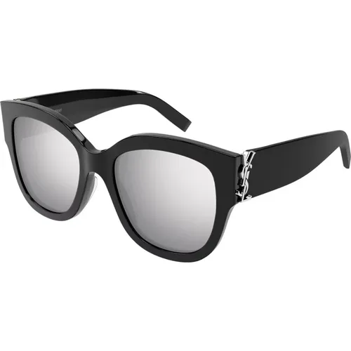 Schwarz/Silber Sonnenbrille SL M95/F , Damen, Größe: 56 MM - Saint Laurent - Modalova