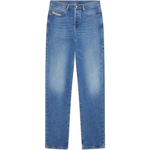 Blaue Straight Button Fly Stretch Jeans , Herren, Größe: W30 - Diesel - Modalova