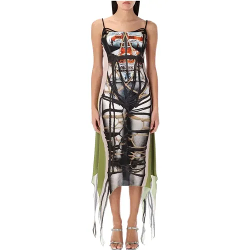 Bondage Print Dress Taupe Green , female, Sizes: S, M - Y/Project - Modalova