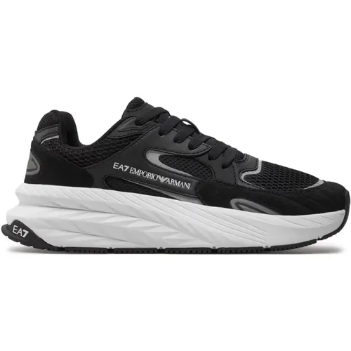 Textil- und PU-Ledersneaker , Herren, Größe: 44 EU - Emporio Armani EA7 - Modalova