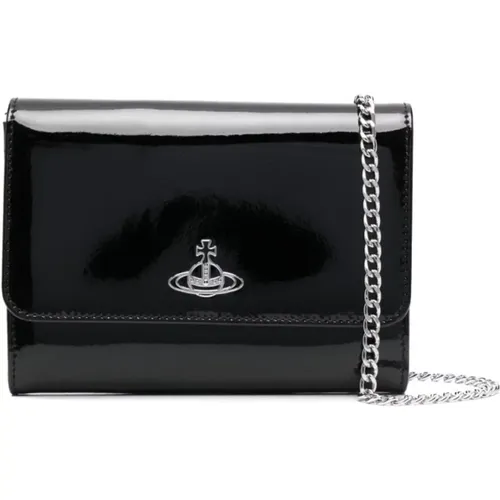 Leather Wallet with Orb Detail , female, Sizes: ONE SIZE - Vivienne Westwood - Modalova