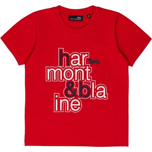 Bio-Baumwoll-T-Shirt mit Druck und Stickerei - Harmont & Blaine - Modalova