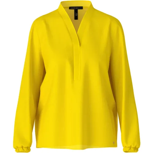 Bluse mit V-Ausschnitt aus recycelten Garnen,Gelbes Stilvolles Modell - Marc Cain - Modalova