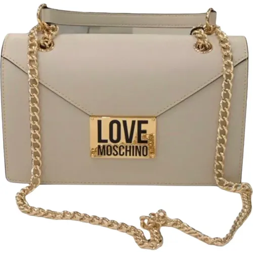 Umhängetasche aus Kunstleder mit Logoplatte , Damen, Größe: ONE Size - Love Moschino - Modalova