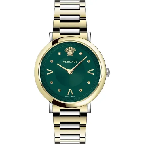 Pop Chic Lady Sonnenstrahl-Zifferblatt Armbanduhr aus Edelstahl - Versace - Modalova