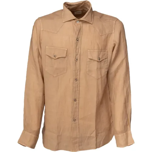Casual Texan Linen Shirt , male, Sizes: S, L, 2XS, 2XL - Bagutta - Modalova