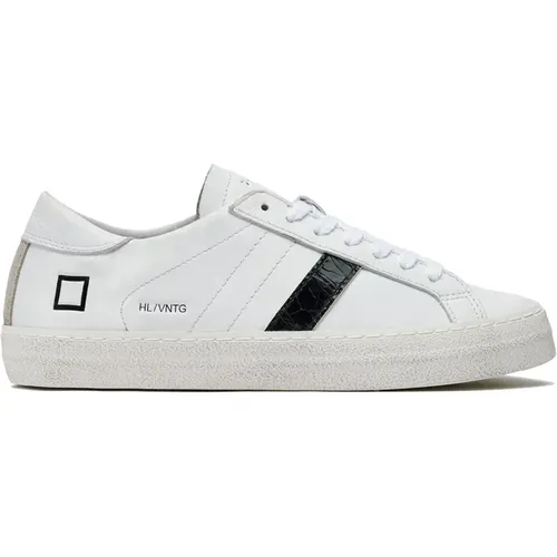 Weiße Low Sneakers aus Leder mit Glitzerelementen , Damen, Größe: 36 EU - D.a.t.e. - Modalova