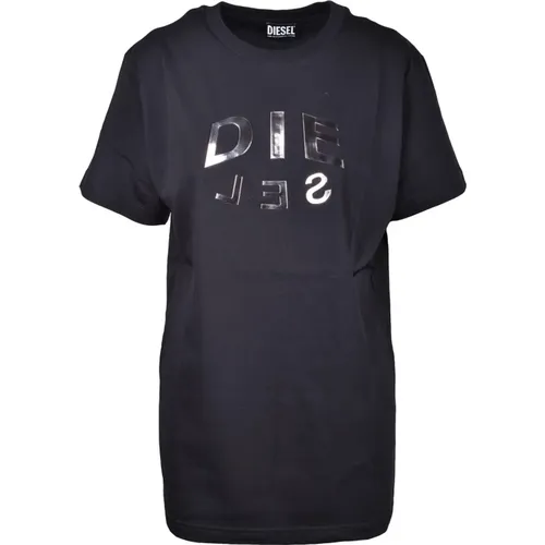 Schwarzes T-Shirt für Frauen , Damen, Größe: S - Diesel - Modalova