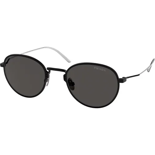 Matte Black/Grey Sunglasses , male, Sizes: 50 MM - Prada - Modalova