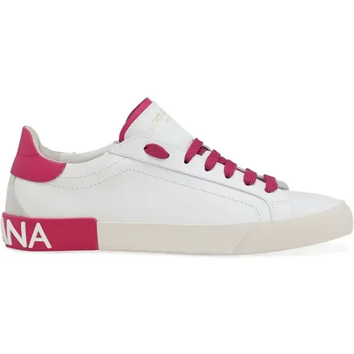 Weiße Sneaker mit kontrastierender Fersenkappe , Damen, Größe: 38 1/2 EU - Dolce & Gabbana - Modalova
