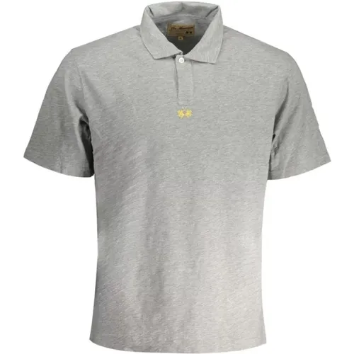 Grey Cotton Polo Shirt with Embroidery , male, Sizes: L, M, 2XL, 3XL, S, XL - LA MARTINA - Modalova