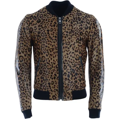 Leopard Print Leather Jacket , male, Sizes: 3XL - Dolce & Gabbana - Modalova