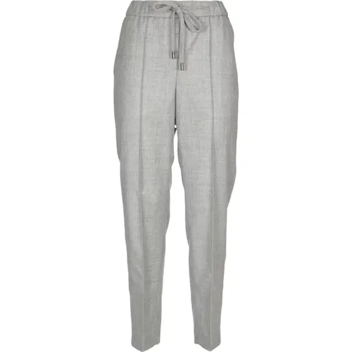 Grey Wool Trousers with Elastic Waist , female, Sizes: S - PESERICO - Modalova