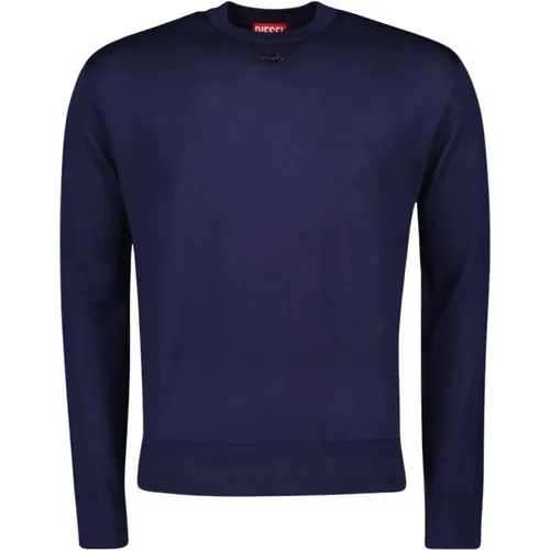 Marineblauer Wollpullover Herren,K-Garth Wollpullover Schwarz - Diesel - Modalova