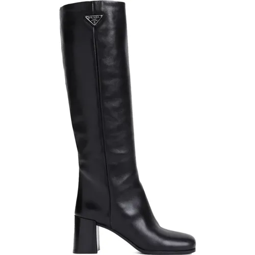 Leather Ankle Boots Elegant Style , female, Sizes: 3 UK - Prada - Modalova