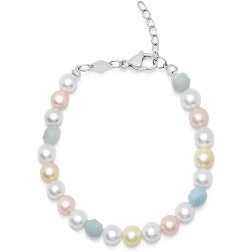 Women`s Pearl Bracelet with Faceted Amazonite , Damen, Größe: XS - Nialaya - Modalova
