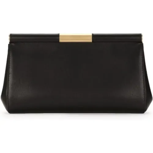 Schwarze Lederclutch mit Kette - Dolce & Gabbana - Modalova