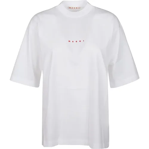 Weiße Lily T-Shirt , Damen, Größe: 2XS - Marni - Modalova
