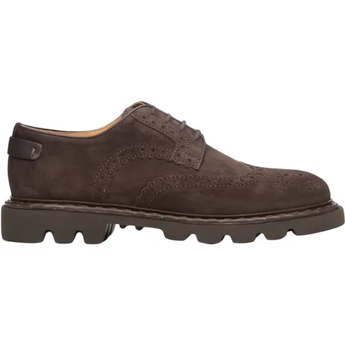 Herren Sattelbraune Wildleder Schnürschuhe Brogues Er00113799 , Herren, Größe: 42 EU - Estro - Modalova