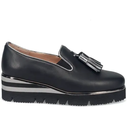 Schwarze Leder Slip-On Sneakers , Damen, Größe: 36 EU - Sangiorgio - Modalova