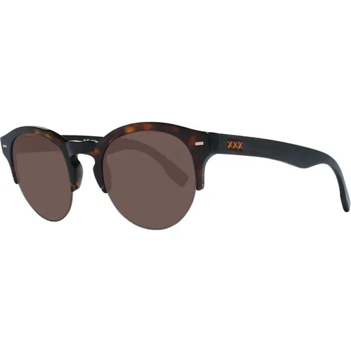 Braune Runde Sonnenbrille für Männer - Ermenegildo Zegna - Modalova