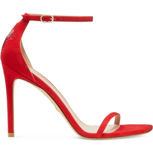 Rote Wildleder High Heel Sandalen , Damen, Größe: 38 EU - Stuart Weitzman - Modalova