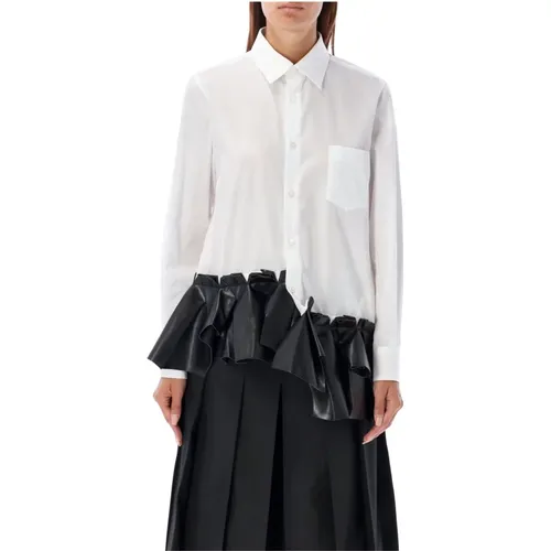 X Black Ruffled Popeline Shirt , female, Sizes: S, M - Comme des Garçons - Modalova