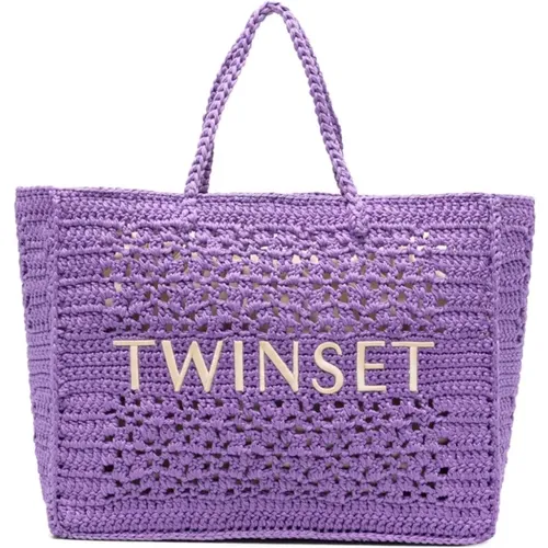 Violet Crochet Knit Twin-Set Bag , female, Sizes: ONE SIZE - Twinset - Modalova