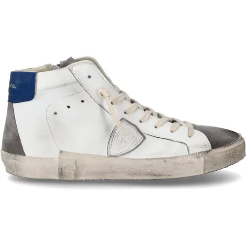 Weiße Graue Leder Prsx Sneakers , Herren, Größe: 43 EU - Philippe Model - Modalova