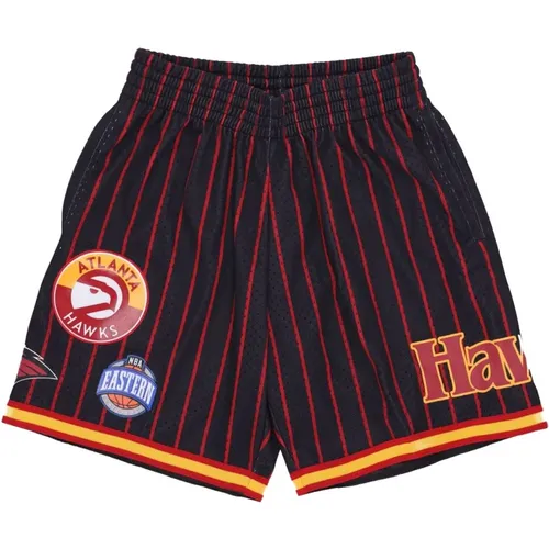 Atlanta Hawks Basketball Shorts Schwarz/Rot , Herren, Größe: L - Mitchell & Ness - Modalova