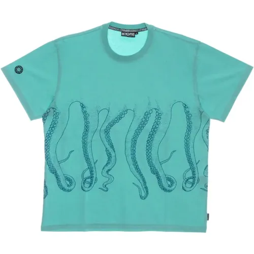 Aquamarin Gefärbtes Tee Kurzarm T-Shirt , Herren, Größe: XS - Octopus - Modalova