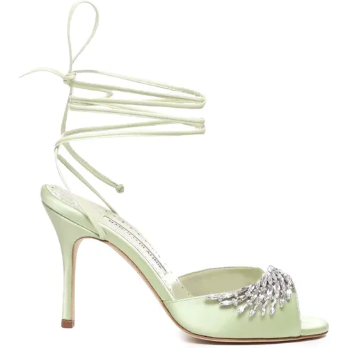 Crystal Sandals with Cone Heel , female, Sizes: 5 UK, 3 UK - Manolo Blahnik - Modalova