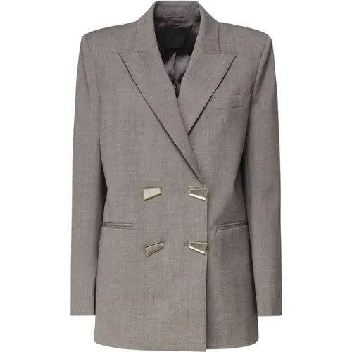 Grauer Blazer mit Peak Revers , Damen, Größe: M - pinko - Modalova